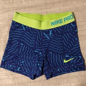 Nike PRO Spandex Blue and Neon Green/Yellow